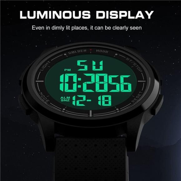 Ultra-Thin Minimalist Sports Waterproof Digital Watches Men with Wide-Angle - Picture 4 of 7
